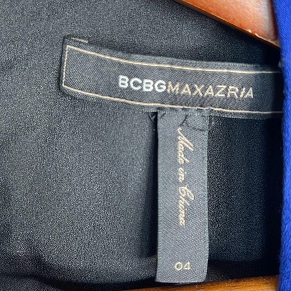BCBGMAXAZRIA Geometric Cutout Dress Black Blue Sleeveless Fitted Baddie Size 4 - Picture 8 of 11